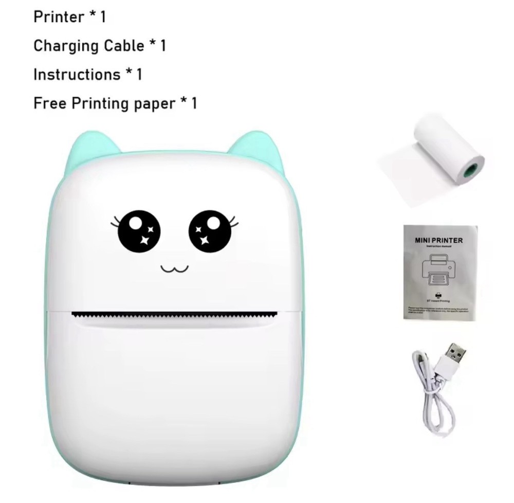 Mini Cat Thermal Printer Bluetooth – Photos, Labels, Notes – iOS/Android