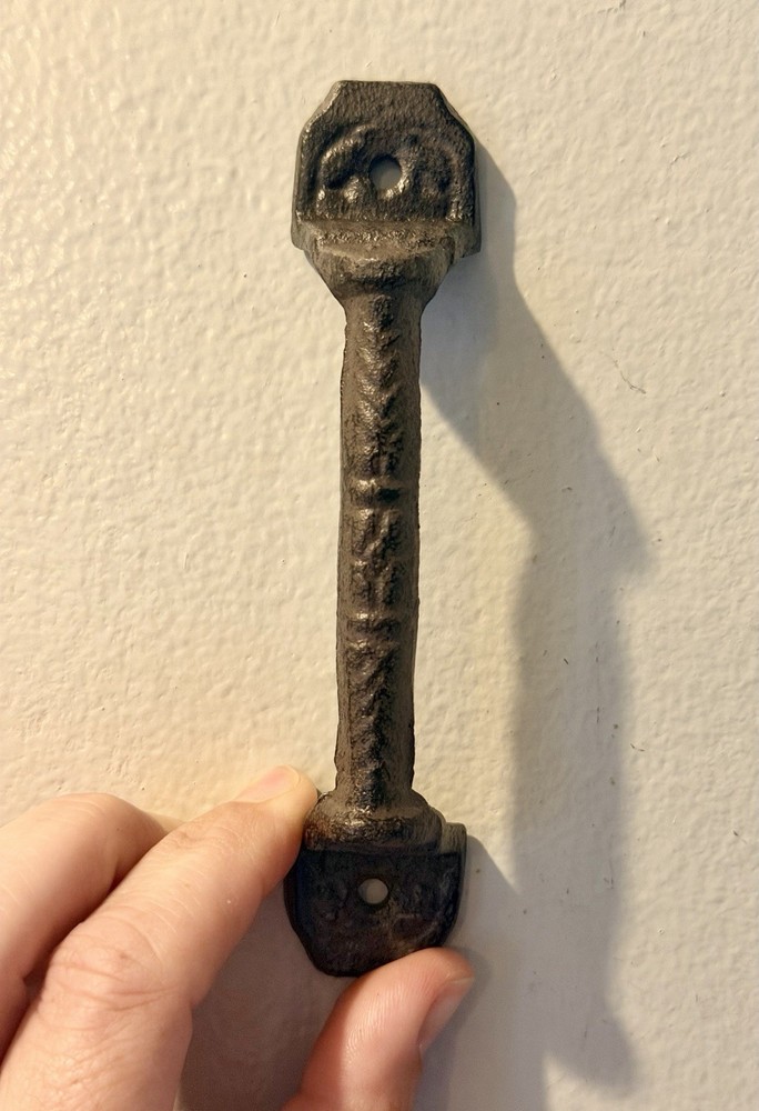 2 RUSTIC Cast Iron Barn Handles Gate Pull Shed Door Handles Fancy Drawer Pulls