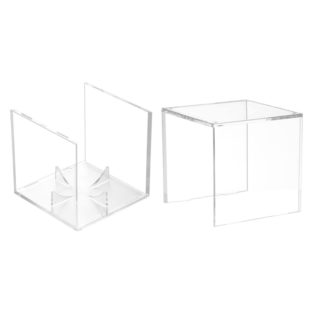 6Pack Baseball Display Case UV Protected Acrylic Clear Holder Square Ball Box