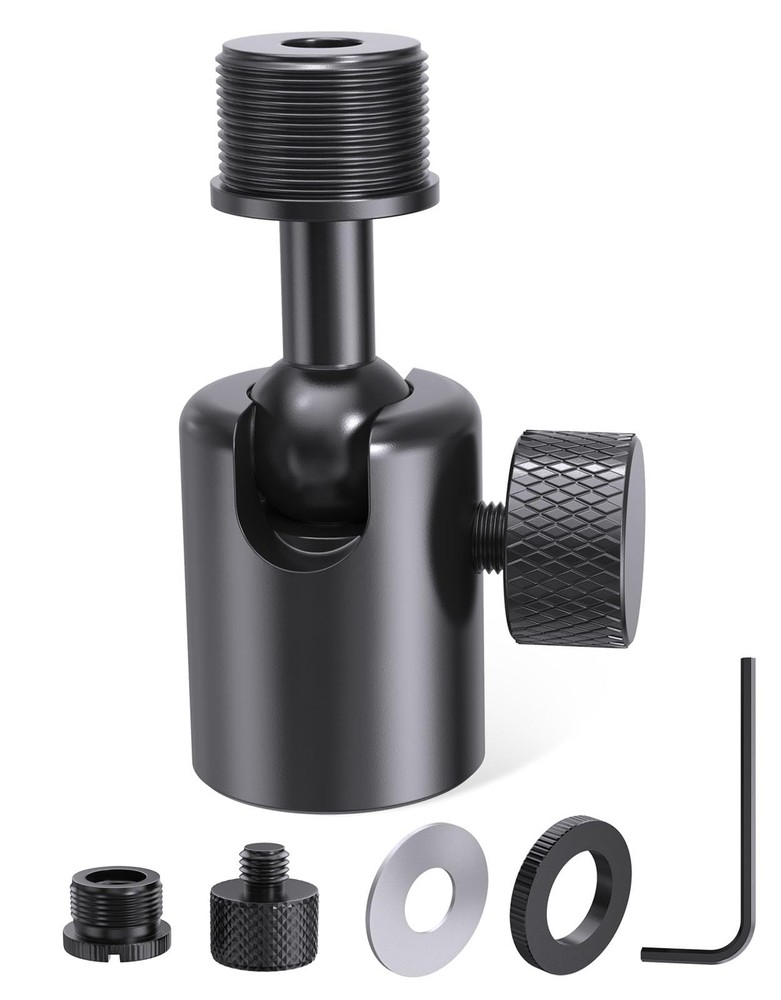 Ball and Socket Head Microphone Adapter with Angle Adjustment [All Black