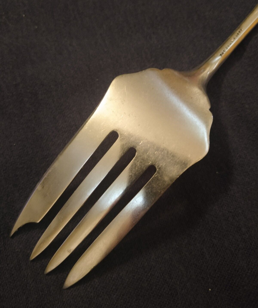 silverplated COLD MEAT (serving) FORK fancy beaded SHELL PATTERN Jarvis & Son