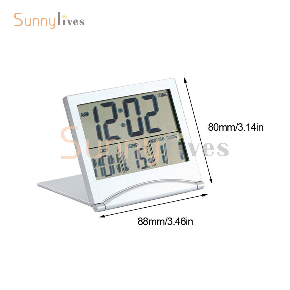 Digital Deck Clock Foldable Calendar Temperature Timer Alarm Clock LCD Display