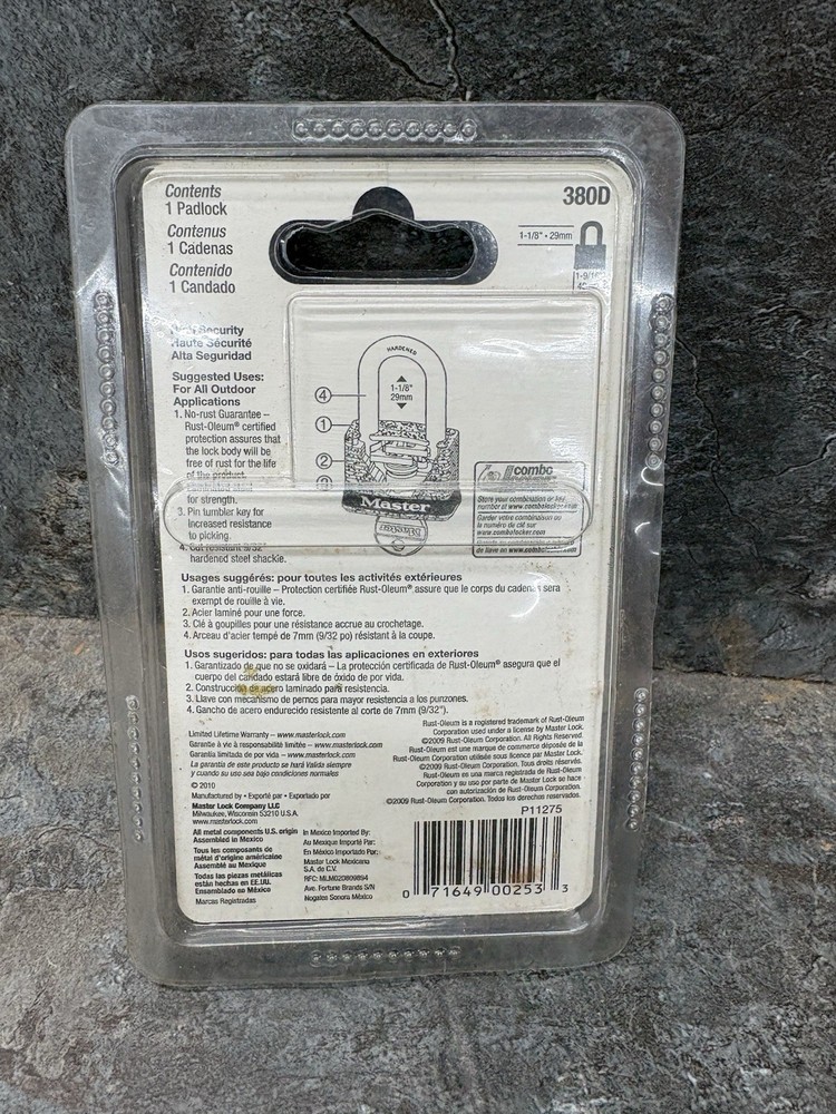 Master Lock 380D 1-9/16-Inch Laminated Lock with Rustoleum, Black and Grey