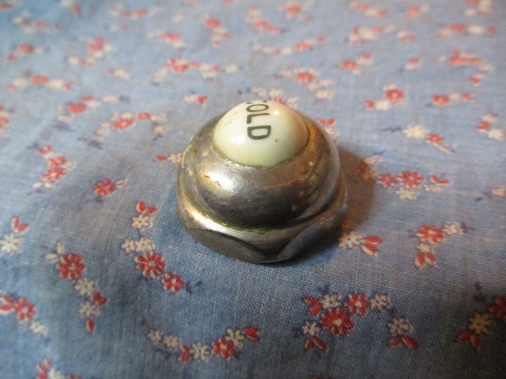 a. Old COLD Faucet Cap Nut Threaded Cold is Porcelain As Found Condition
