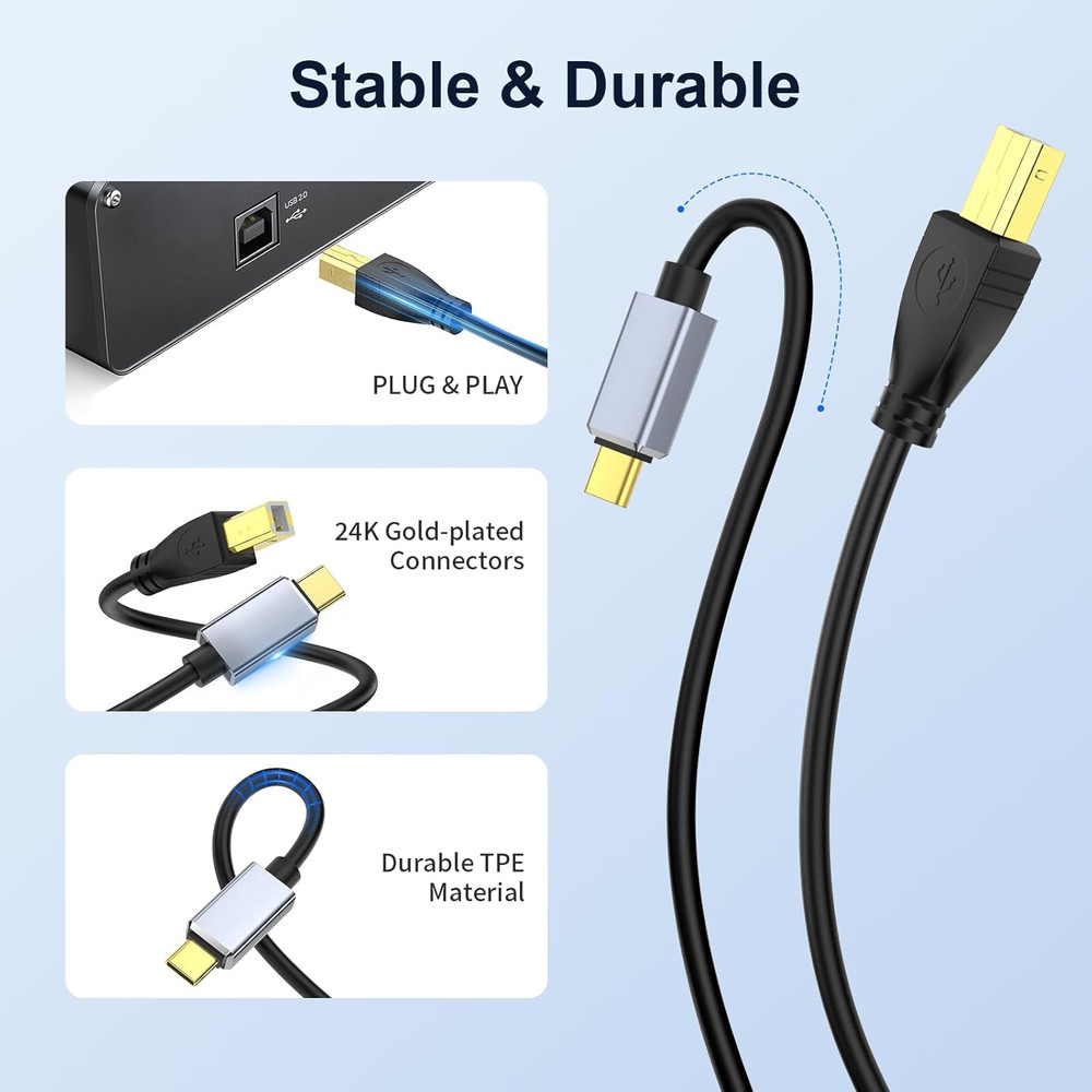 Meloaudio USB C MIDI Cable, Type C to USB 2.0 MIDI Interface Cable