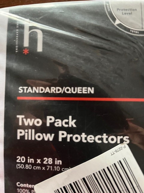 NIB, white queen size pillow protectors 2 in pkg