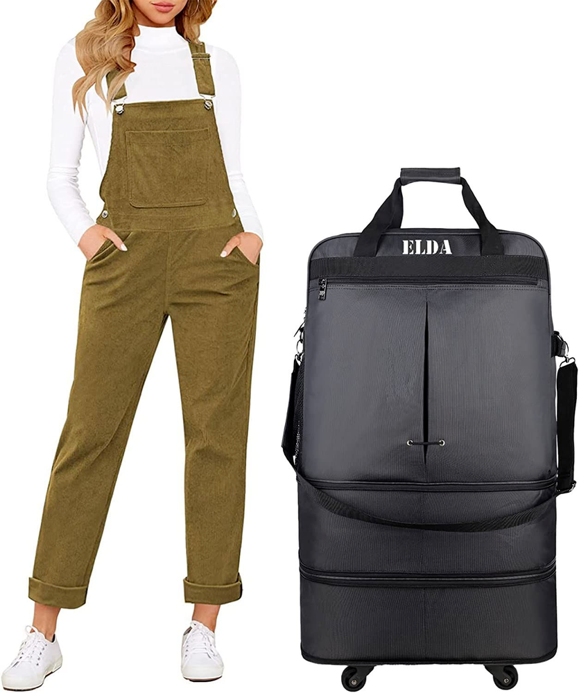 ELDA Expandable Foldable Luggage Suitcase Rolling black 5 Wheels (B305)