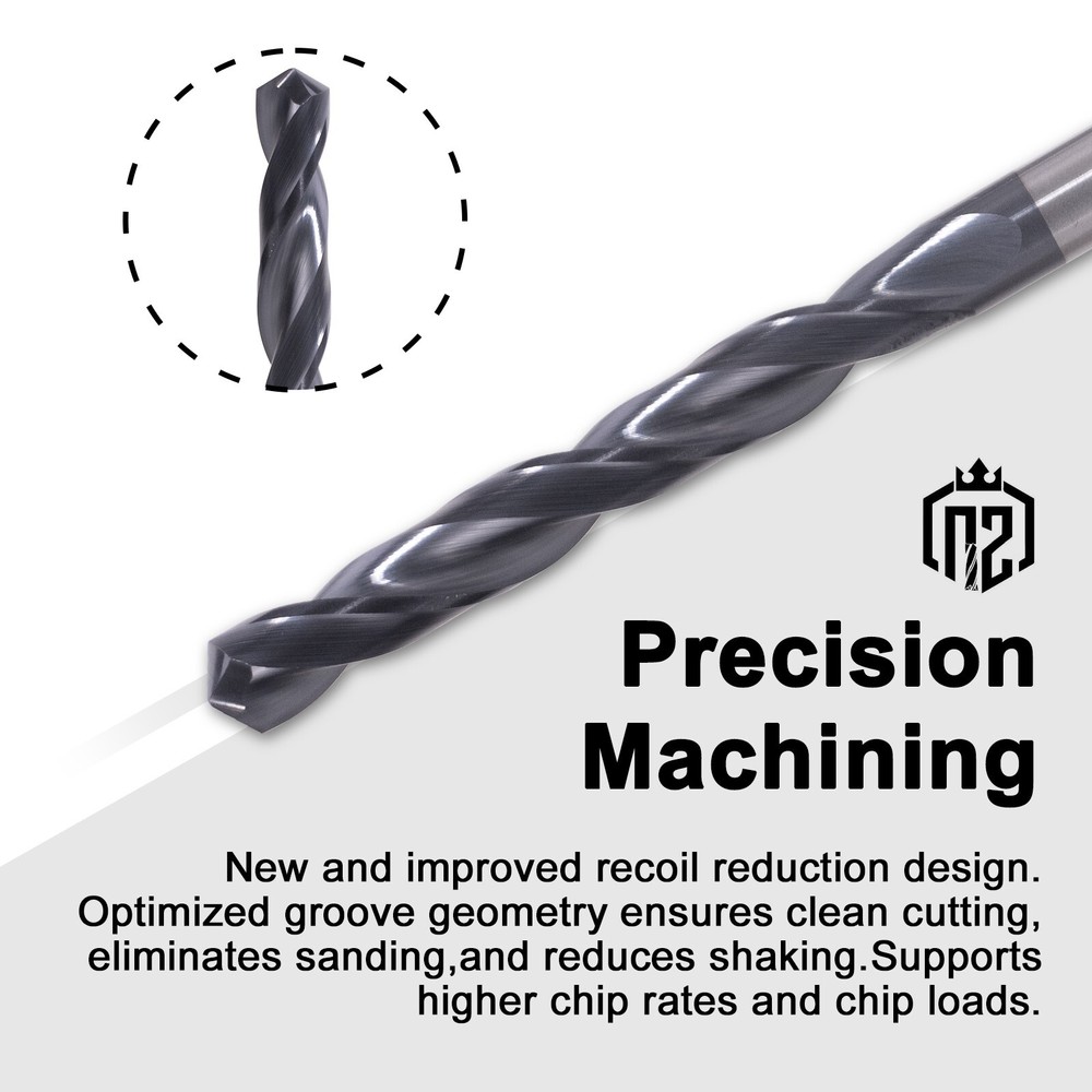 2Pcs 118° Point Angle 1/4"x2"x3-1/4" Solid Carbide Drill Bits - AlTiN Coated