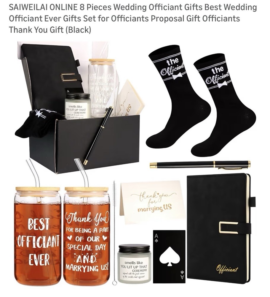 Wedding Officiant Gift Set Best Officiant Ever Black 8pc