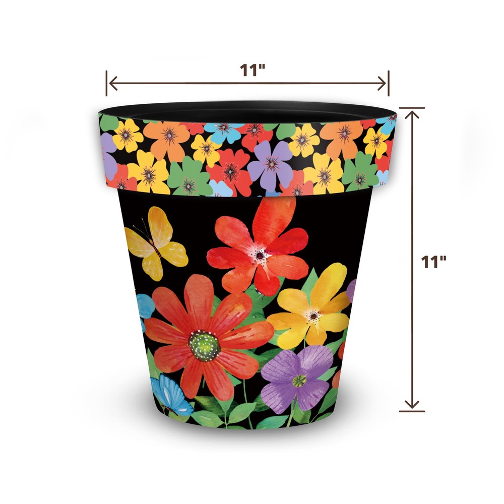 Briarwood Lane Spring Whimsy Flowers Medium Planter 11" Diameter