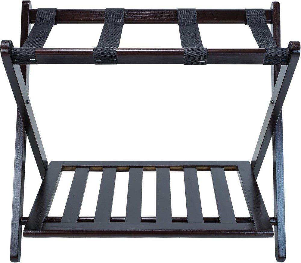 Luggage Rack with Shelves, Espresso