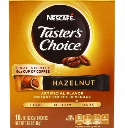 Nescafe, Taster's Choice, Instant Coffee, Hazelnut, 1 Boxes, 16 Packets each