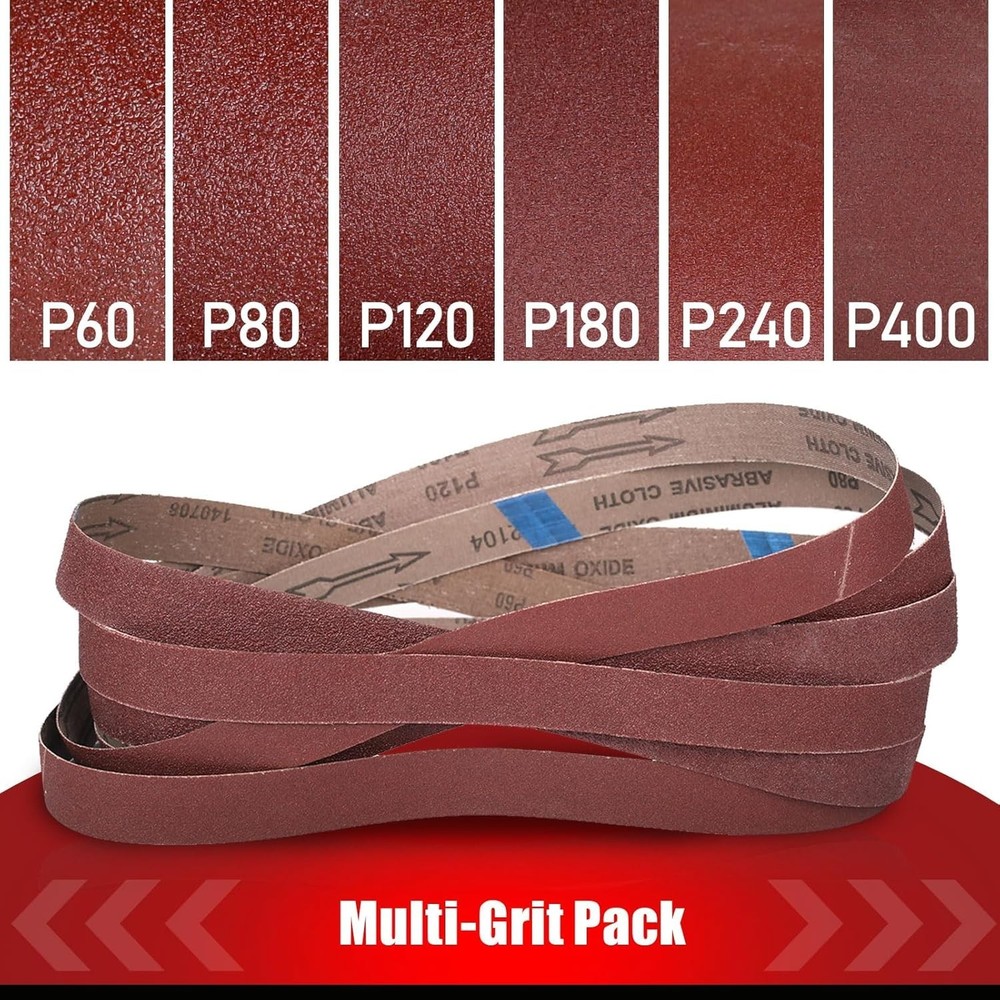 Durable 1/2" x 18" Aluminum Oxide Sanding Belts - 24 Pack for Precision Work