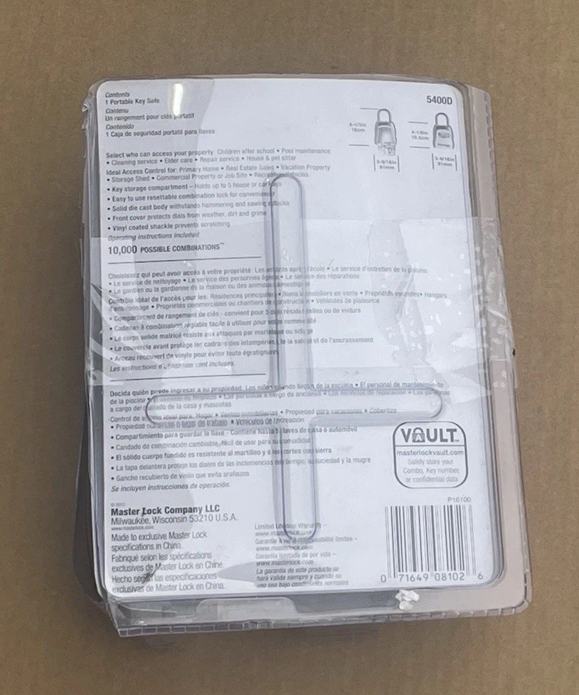 MASTER LOCK 5400D PORTABLE RESETABLE COMBINATION DIALS LOCK BOX New Open Box