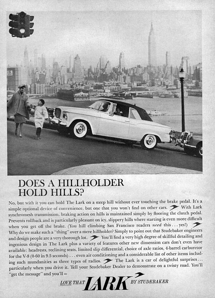 1960 Studebaker Lark Coupe "Hillholder" Original Rare Ad