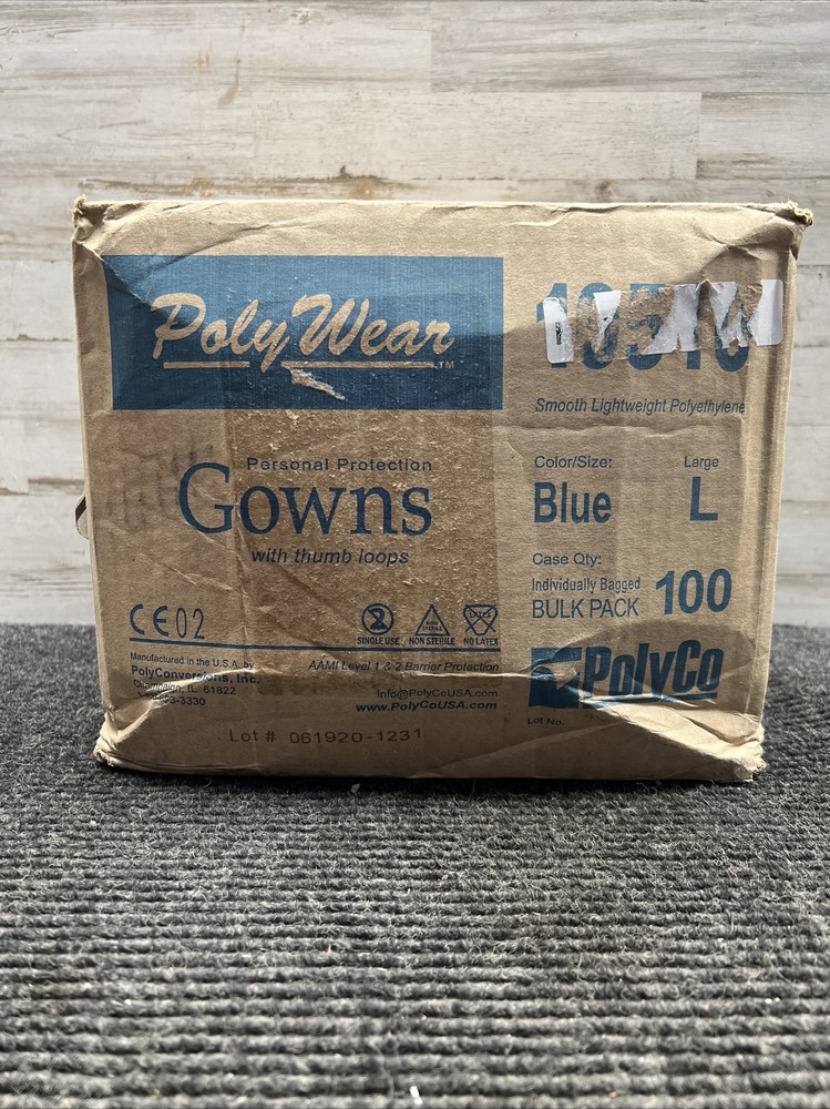 Polyco 10510 Polywear Gown ,L, Pk100