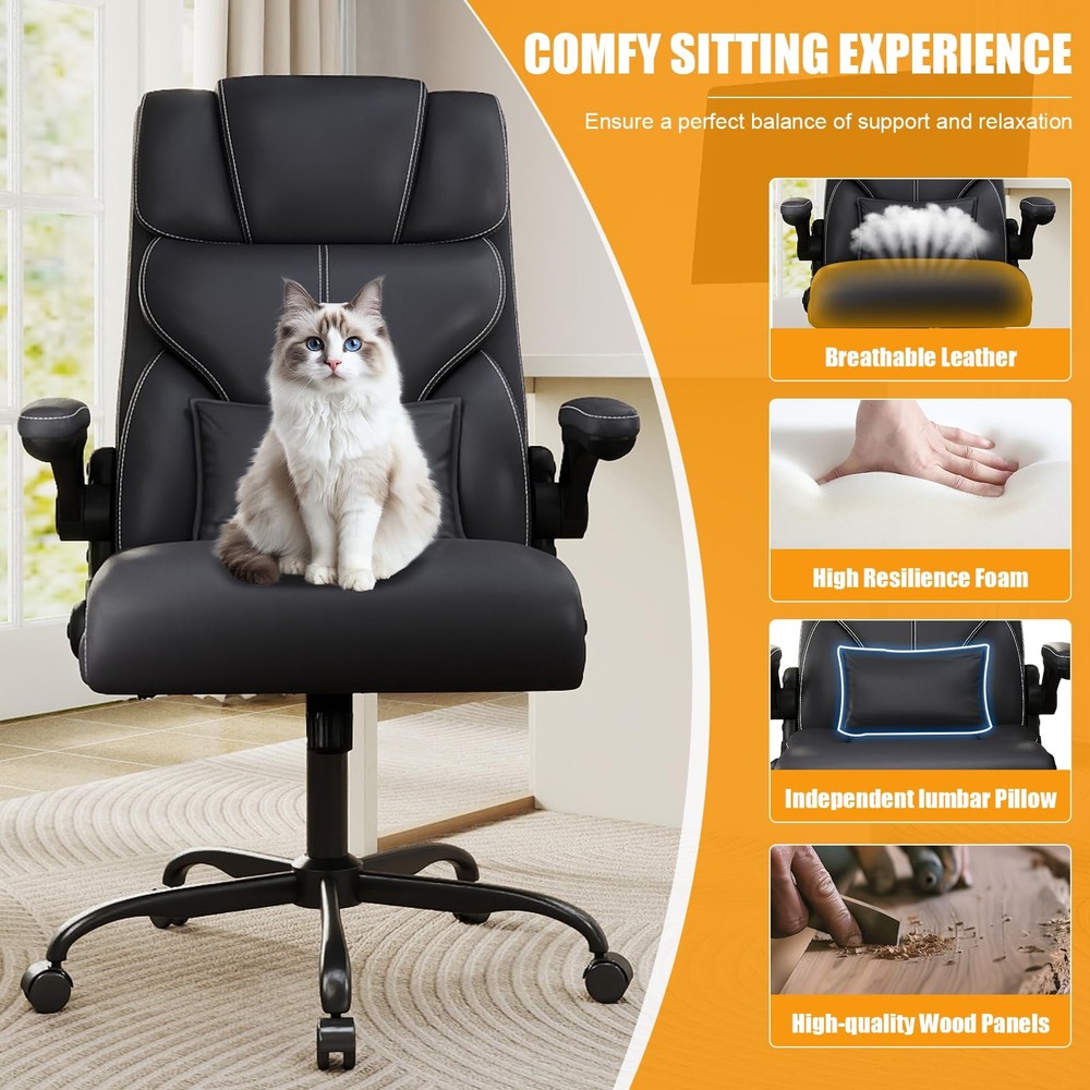 Executive Office Chair with Flip-up Armrests,Ergonomic Computer Desk Chairs,M...