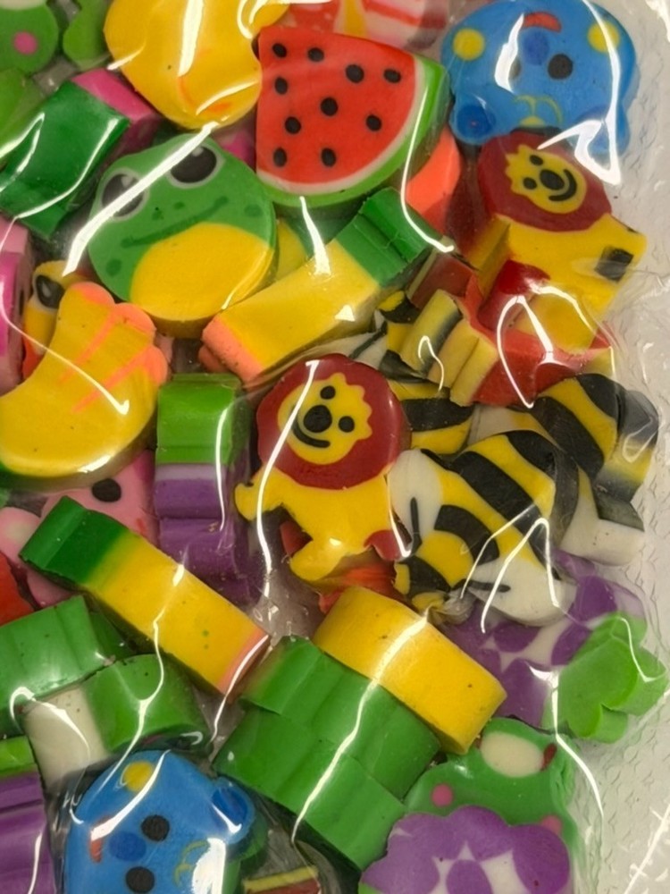 300 PCS Mini Animal Fruit Erasers, Bulk Tiny Novelty Pencil Erasers Assortment