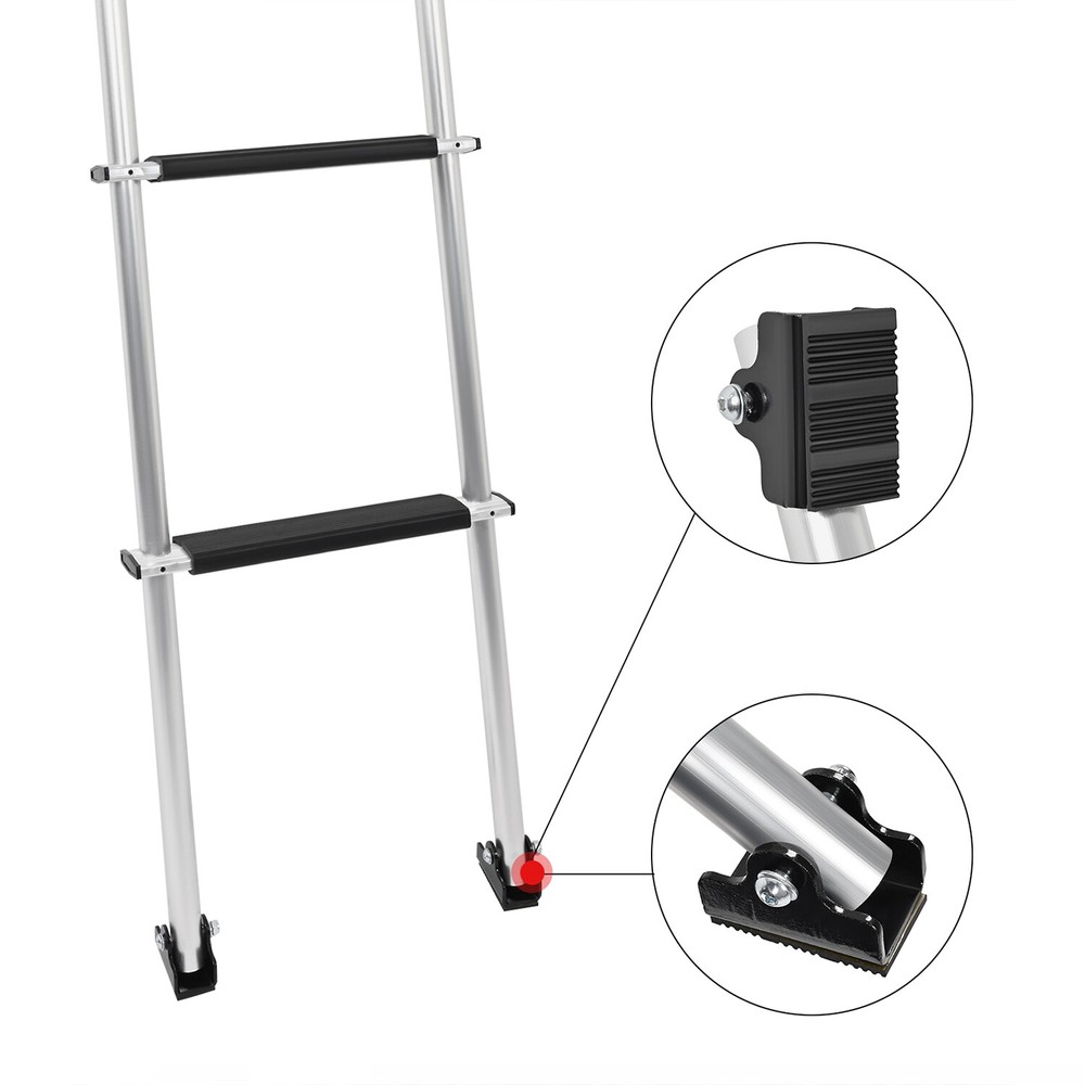 60" Bunk Ladder Aluminum Silver & Black For RV Camper Trailer or Home Garden