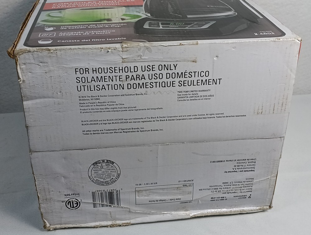 12 Cup Coffee Programable Coffeemaker BLACK+DECKER CM1160B Black Digital Control