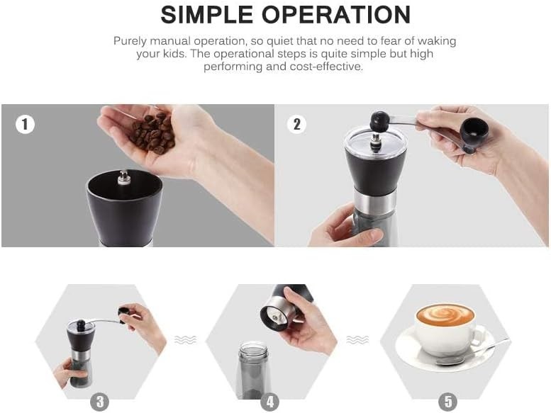 Manual Coffee Grinder - Portable Ceramic Burr Grinder for Smooth Brews