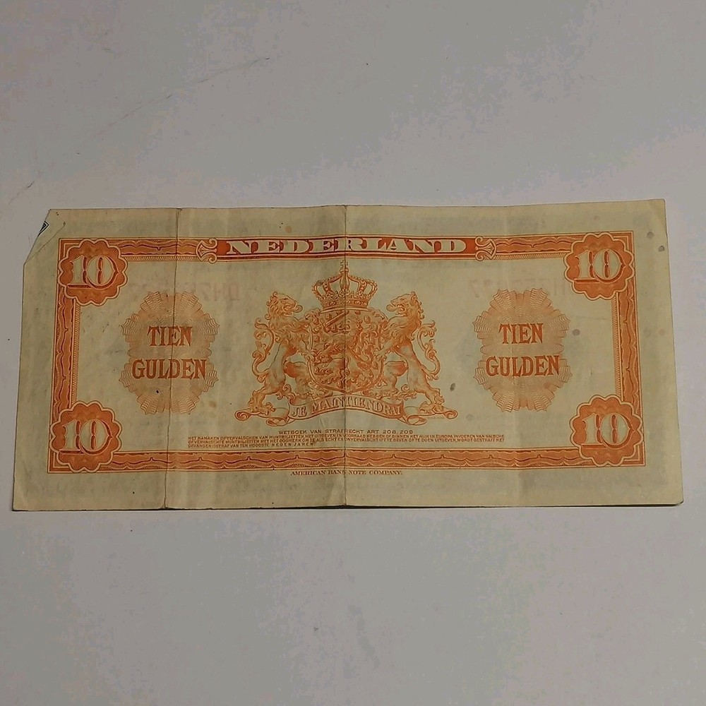 Ten Guilder Note, Netherlands, 1943