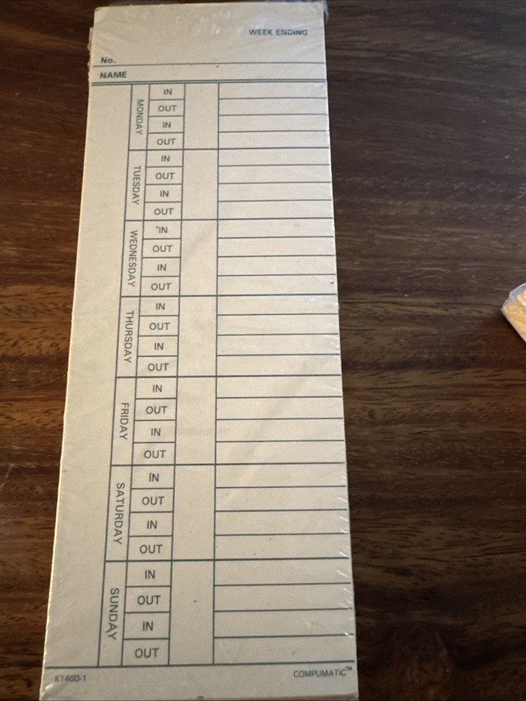 2 Packages Compumatic Timecards