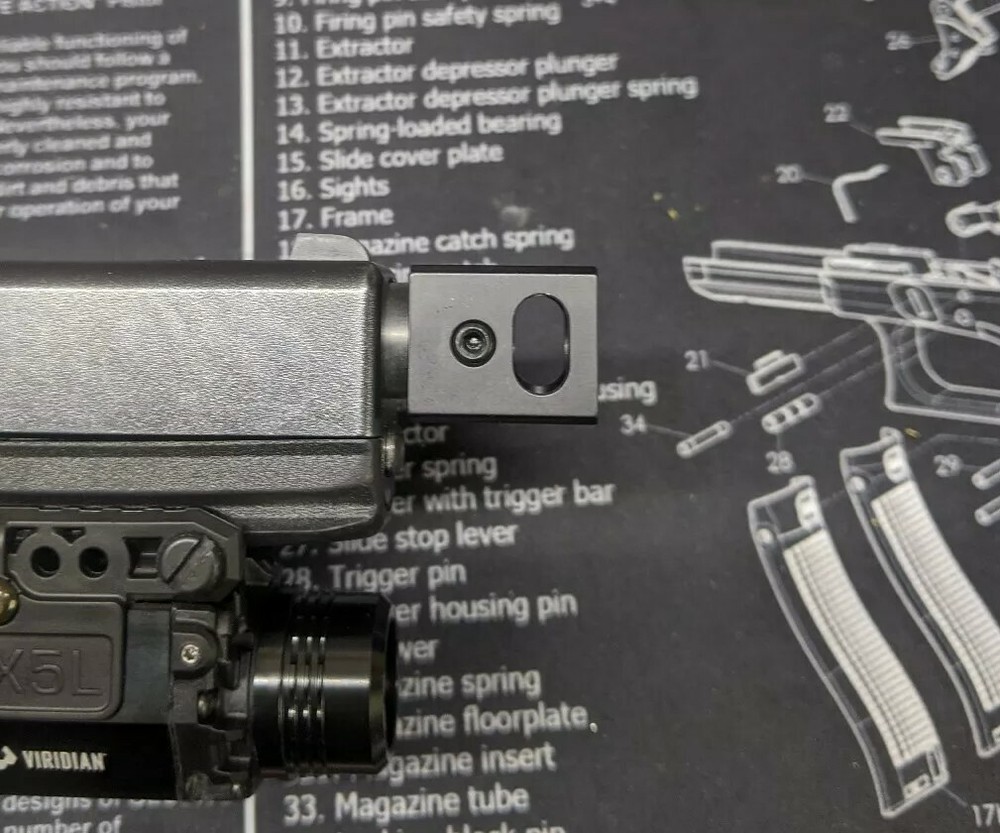 .45 cal Muzzle Brake 37/64"-28 TPI, Black anodize, Thread on, Micro