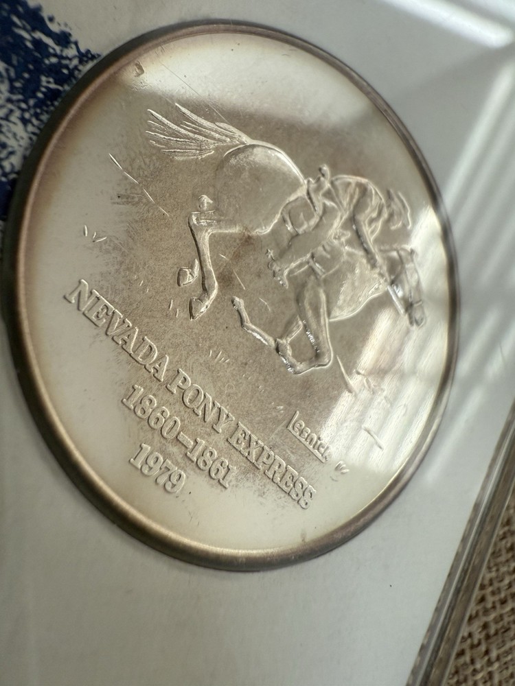 Nevada Pony Express Commemorative Silver Medallion 1 Tr. Oz .999 Silver