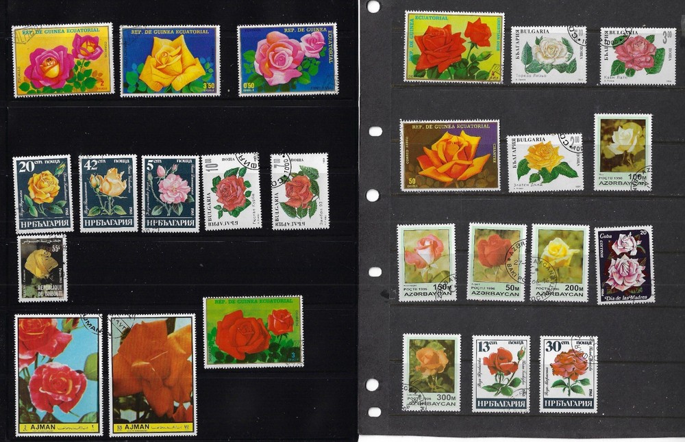 25 ROSES ON STAMPS