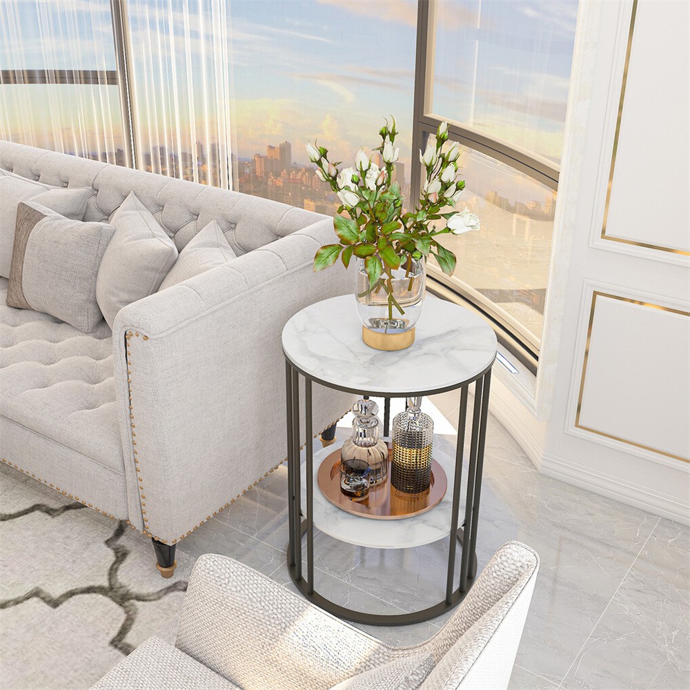 Modern Glossy Sintered Stone Console Entryway Table Sofa Side Table White/Green