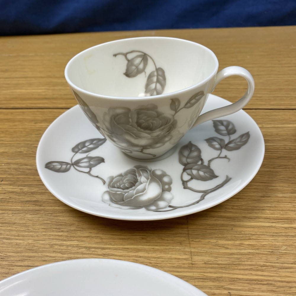 Castleton China Dawn Rose (2 Sets) Cup & Saucers w/2 Extra Saucers