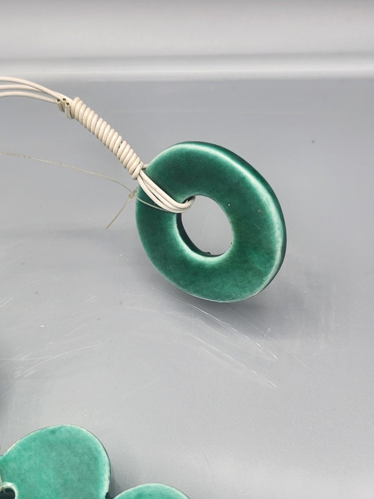 Green Ceramic Shamrock Wind Chime 18"L