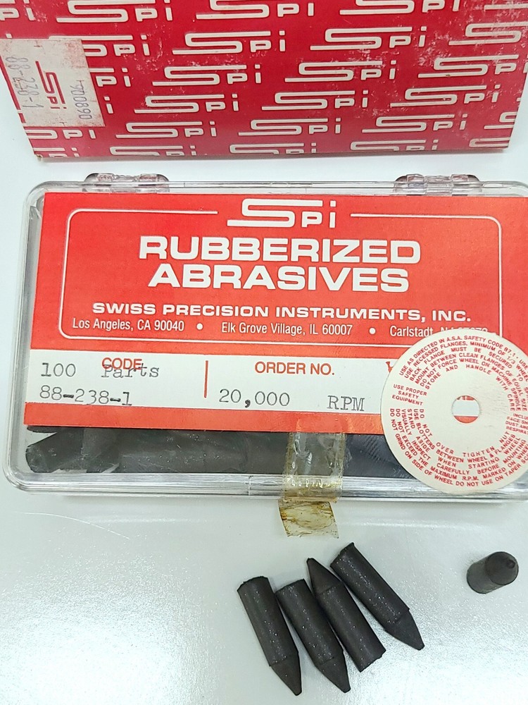 Qty 100 Swiss Precision Instruments Rubberized Abrasives Point Cone 1"