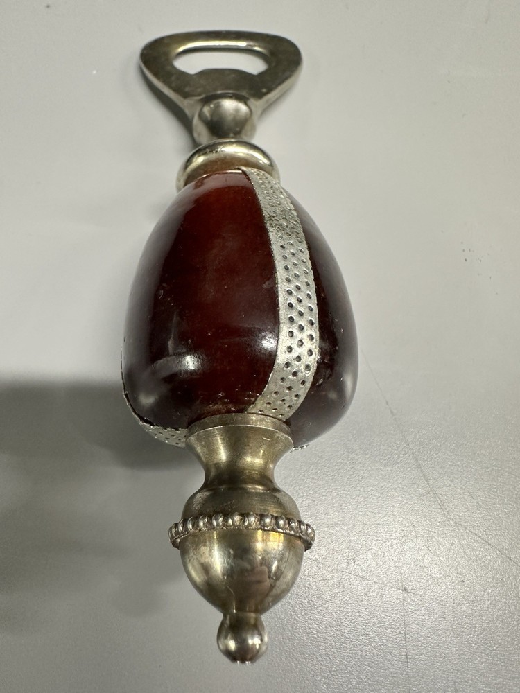 Vintage Glass Handle Bottle Opener Amber Ruby Barware Mid Century