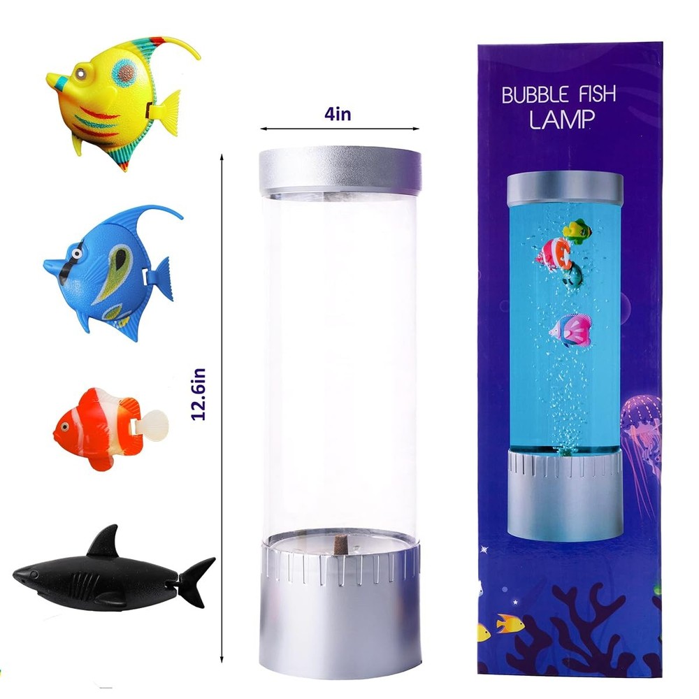RABOW RUN Bubble Color-Changing LED Fish Compact (12.6 inches height), Silver