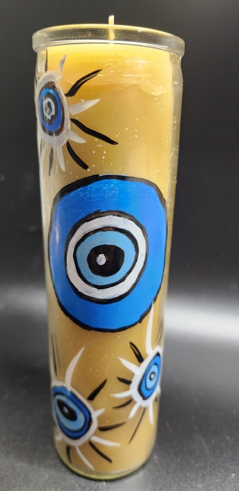 Evil Eye protection, hand painted Beeswax Candle
