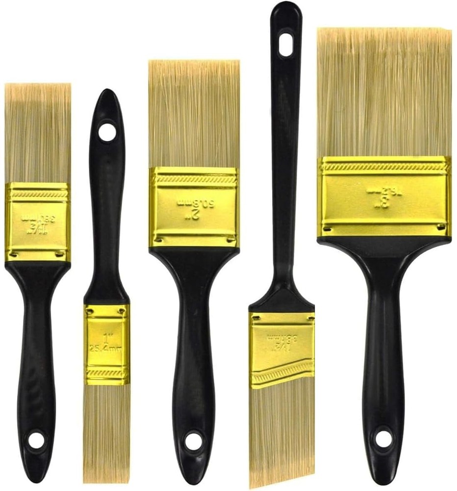 Great Andrew Paint Brushes, 5 Pack Great Value Multi use(3" 2" 1.5" 1" Flat &...