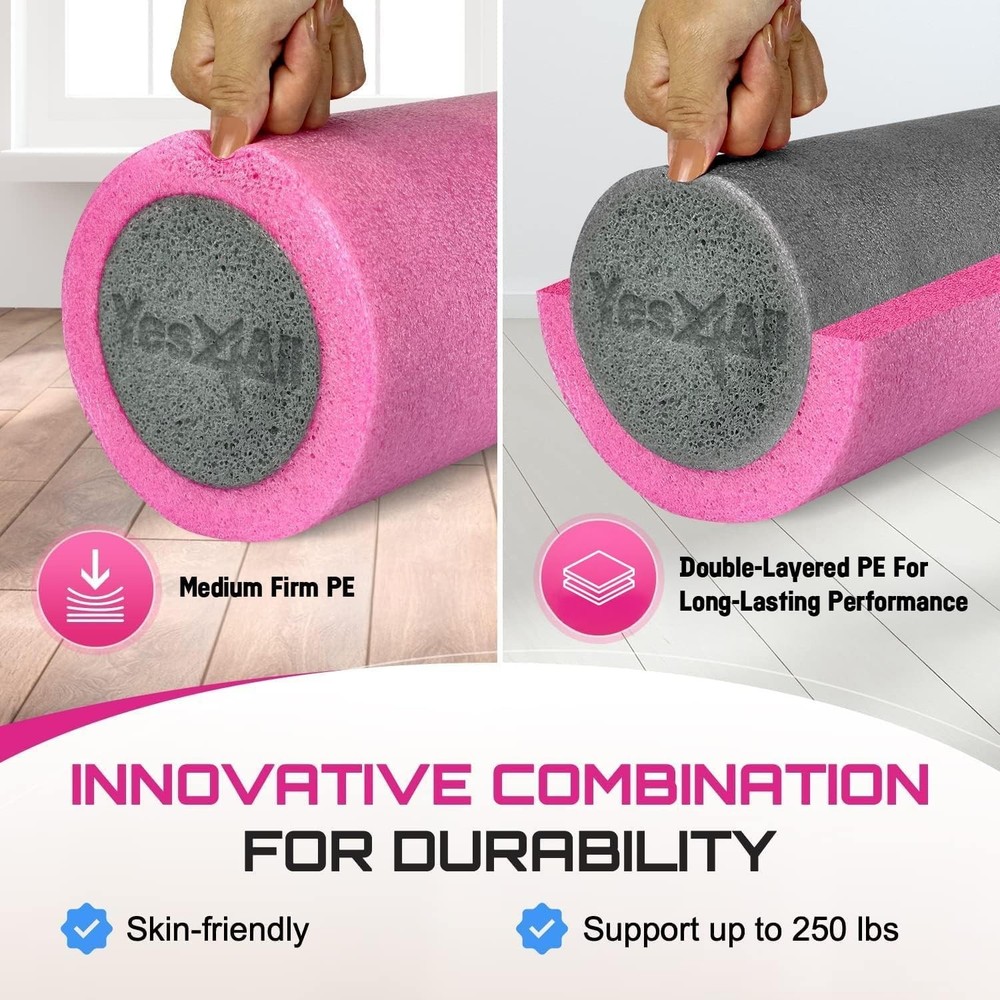 High-Density EPP Round Back Roller Foam Exercise Foam Roller Yoga Pilates &