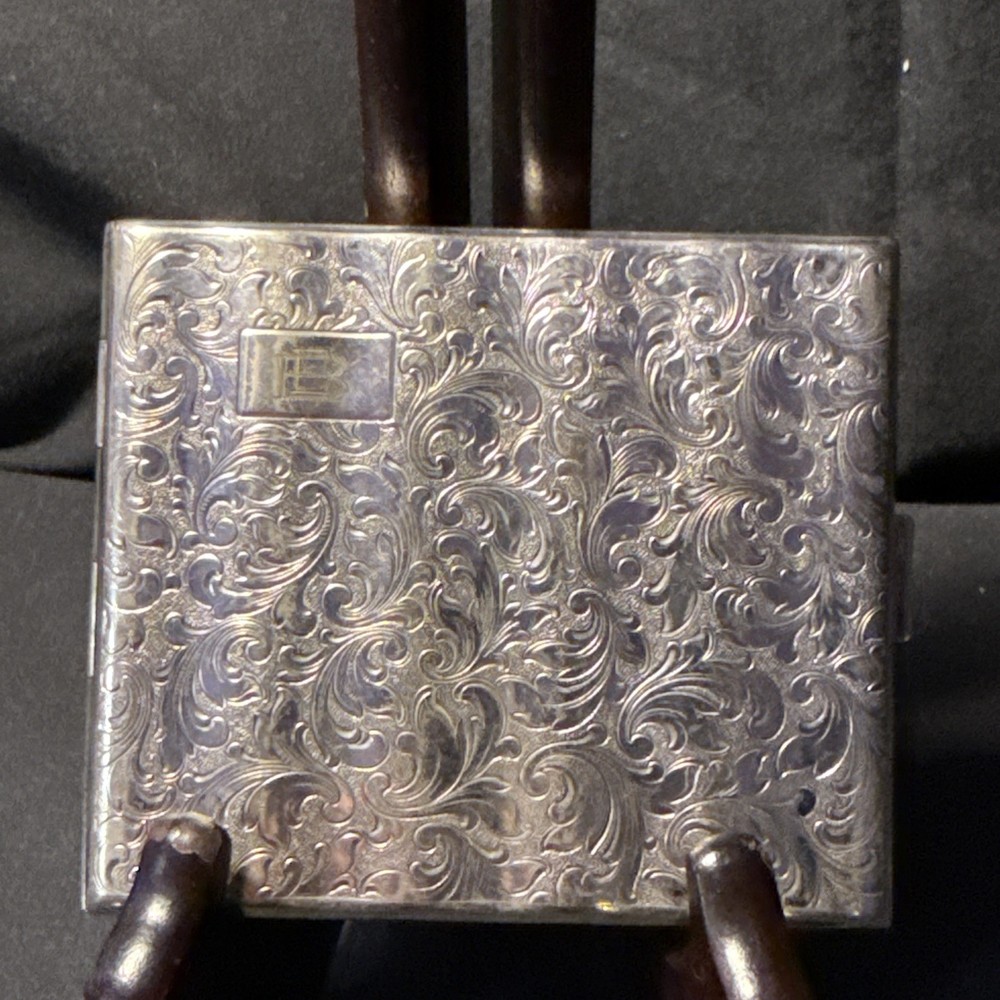 Alpacca Silver Engraved Cigarette Case