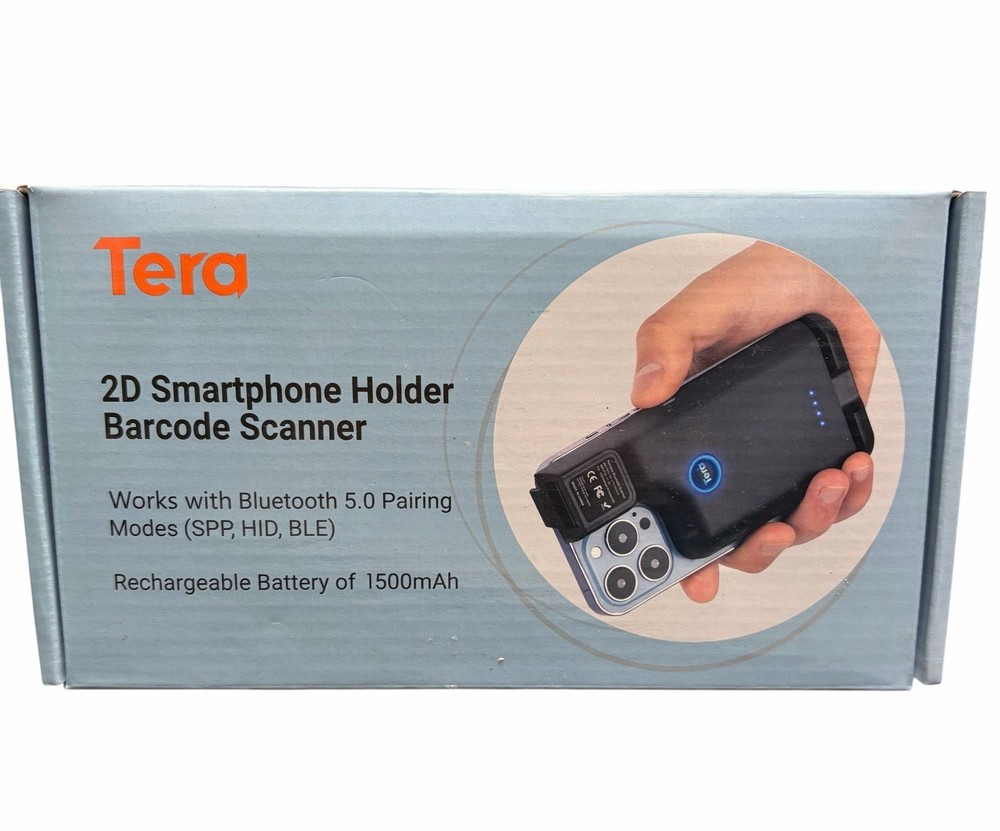 Tera  2D Smartphone Barcode Scanner Bluetooth 5.0 Pairing Rechargeable Battery