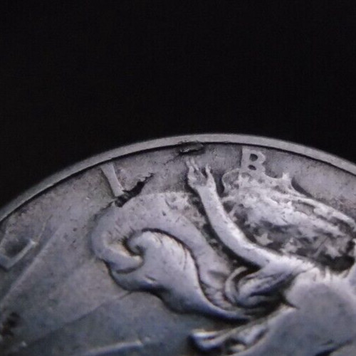 1944-P WALKING LIBERTY 90% SILVER HALF DOLLAR 50C PLANCHET ERROR STRIKE THROUGH