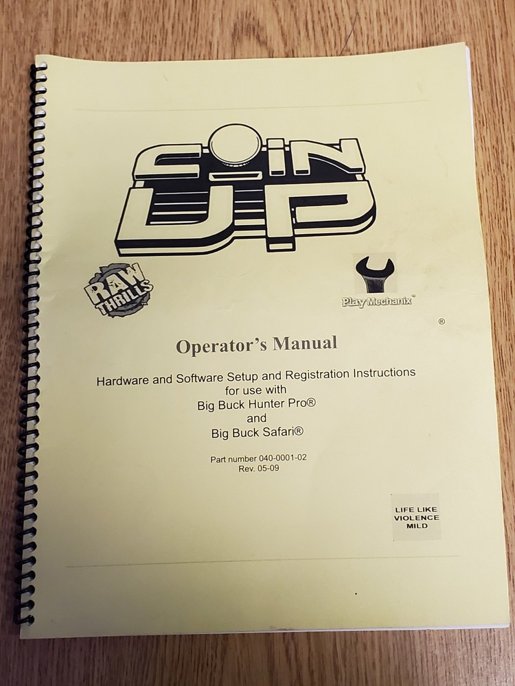 Coin Up Game Operators Manual - good used