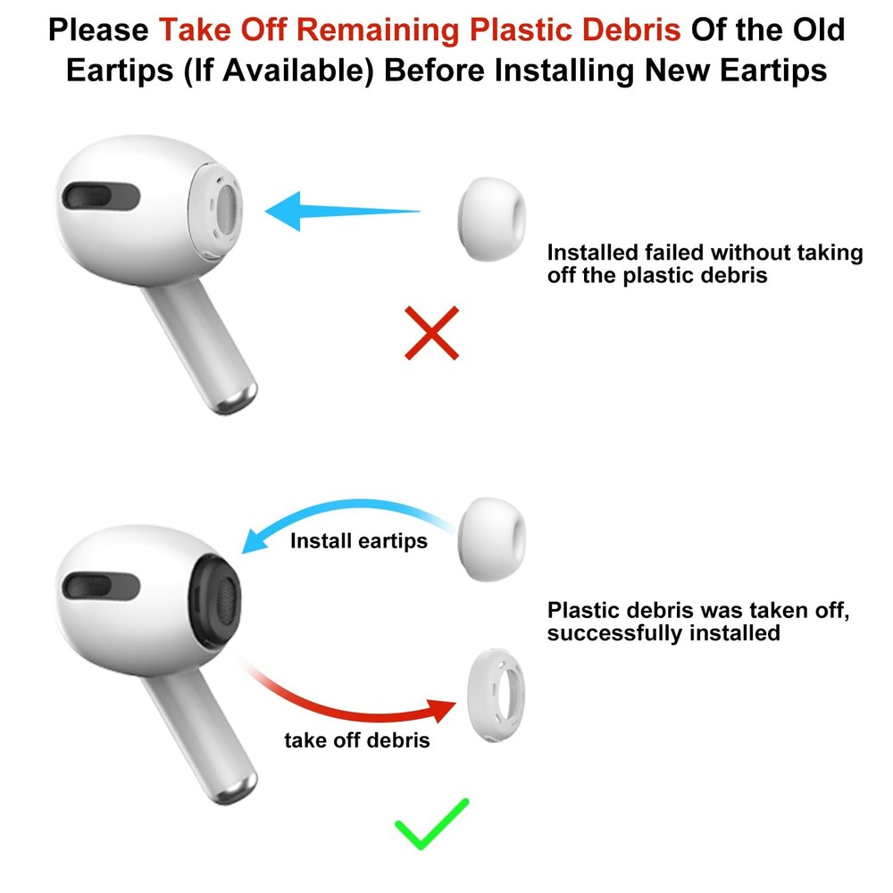 [3 Pairs] Replacement Ear Tips for AirPods Pro 2nd/1st-(Medium), White
