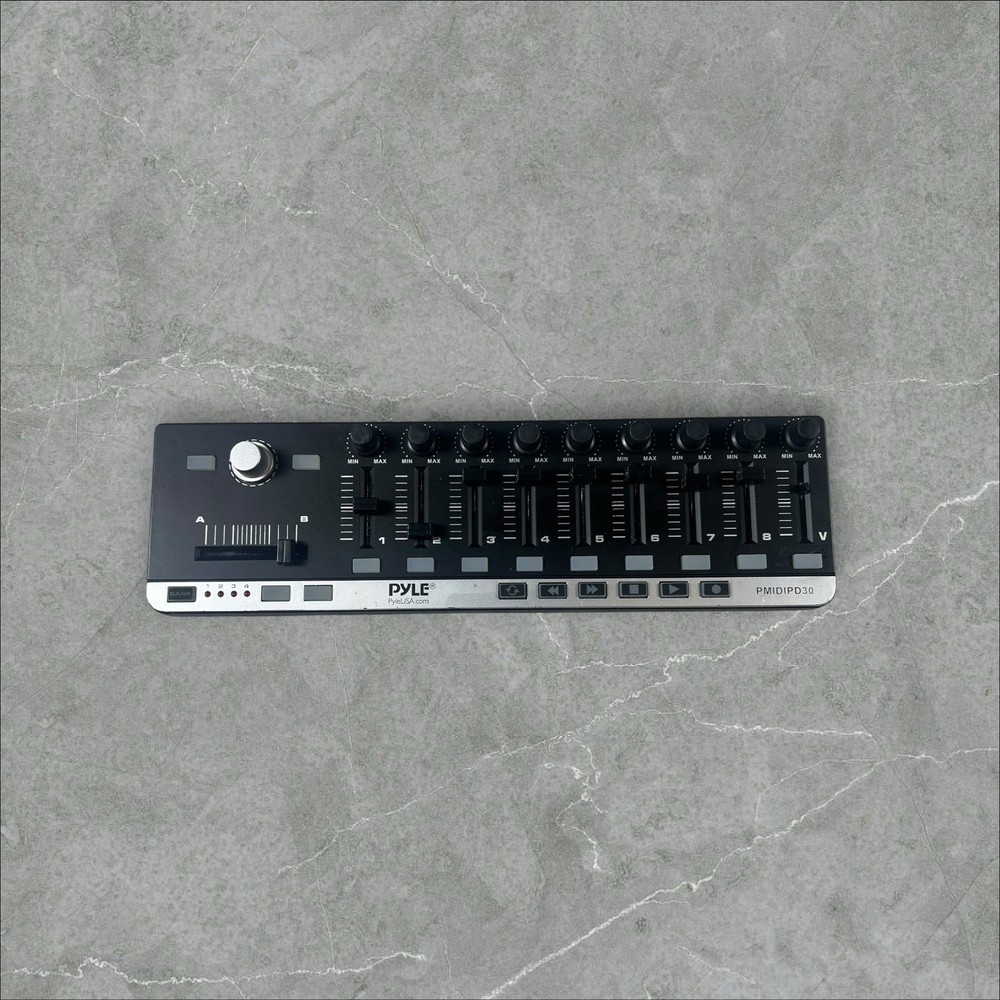 Pyle MIDI Controller PMIDIPD30 USB Black Silver 9 Faders 9 Knobs DJ Mixer Gear