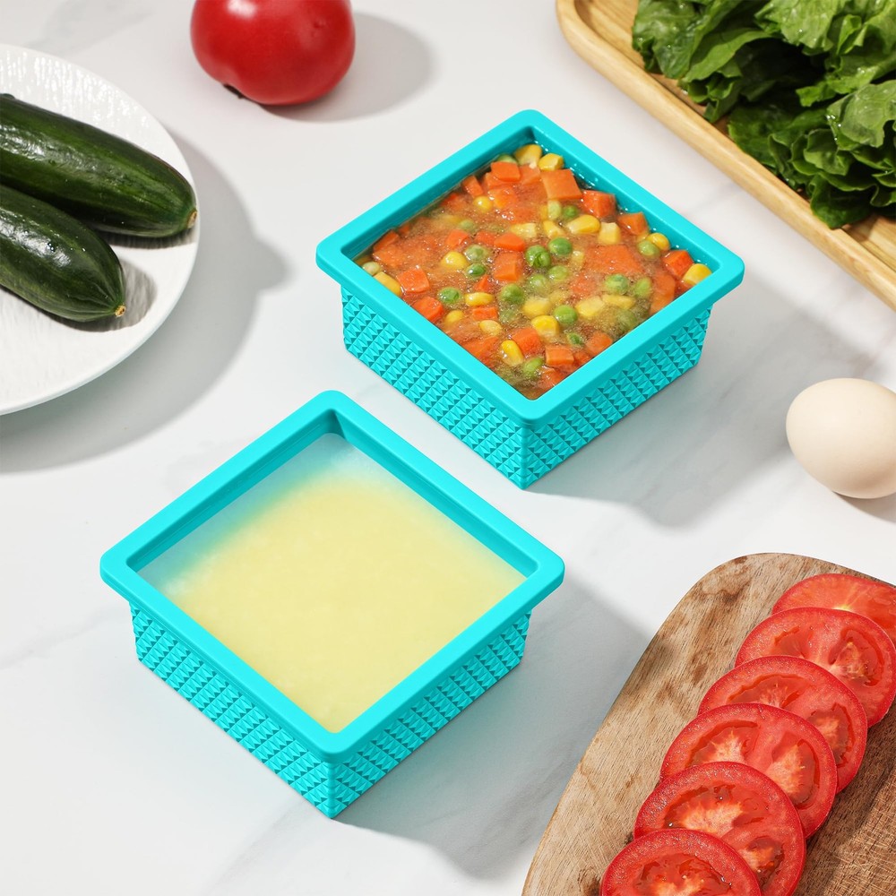 Silicone Freezer Molds for Soup Cube - 2-Cup Freezer Storage Container Tray w...