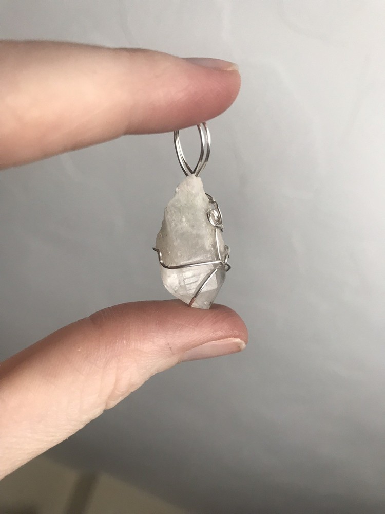 Deva Quartz Green Phantom Sterling Silver Wrapped Pendant