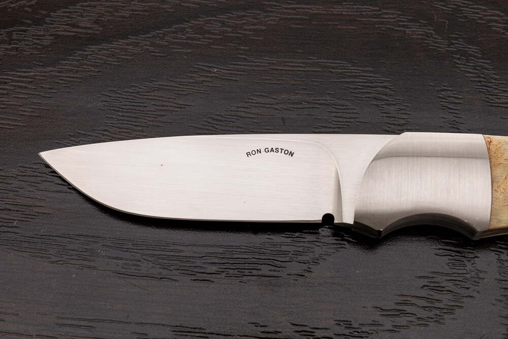 Ron Gaston Custom Fixed Blade Knife Sheep Horn, w/Sheath