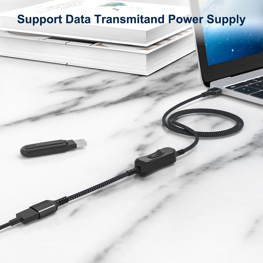 Itramax USB On Off Switch Cable,USB Extension Cable Support 6.6FT/2M, Black