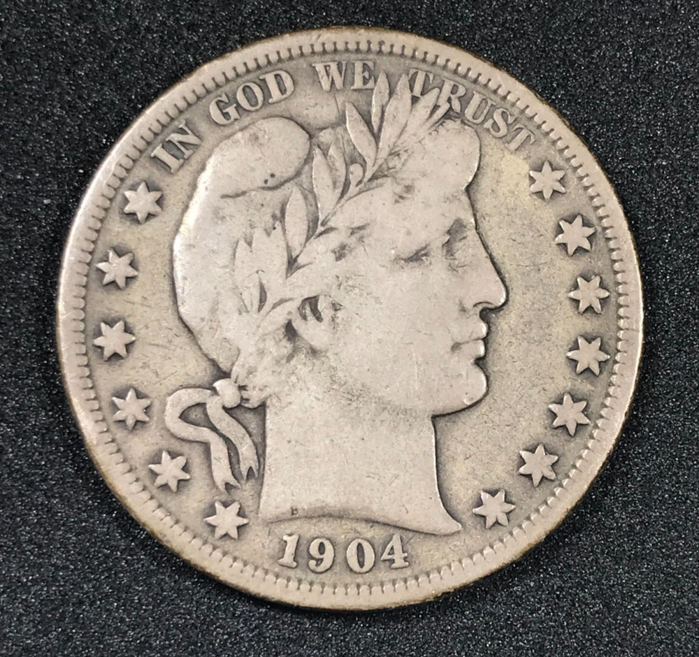 1904 Barber Silver Half Dollar Very Good + NICE COIN